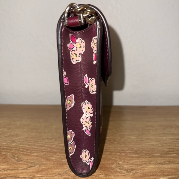 Kate Spade Tinsel Frosted Deep Berry Floral Flap Crossbody Clutch bag - Picture 3 of 16